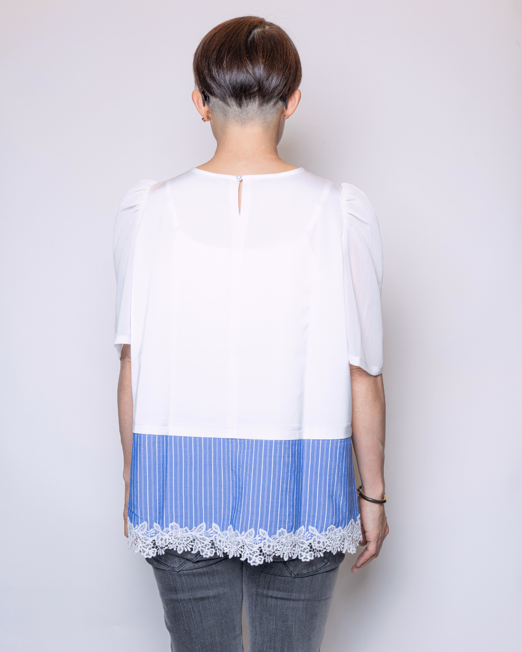 Satin Docking Pullover【For People】/ White & Blue