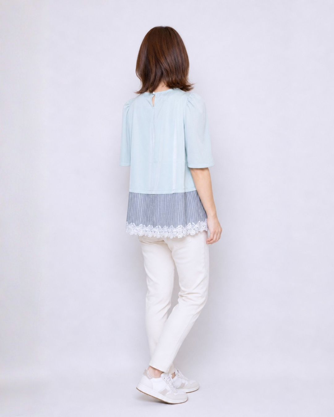 Satin Docking Pullover Set【Dog & People】/ Mint & Gray