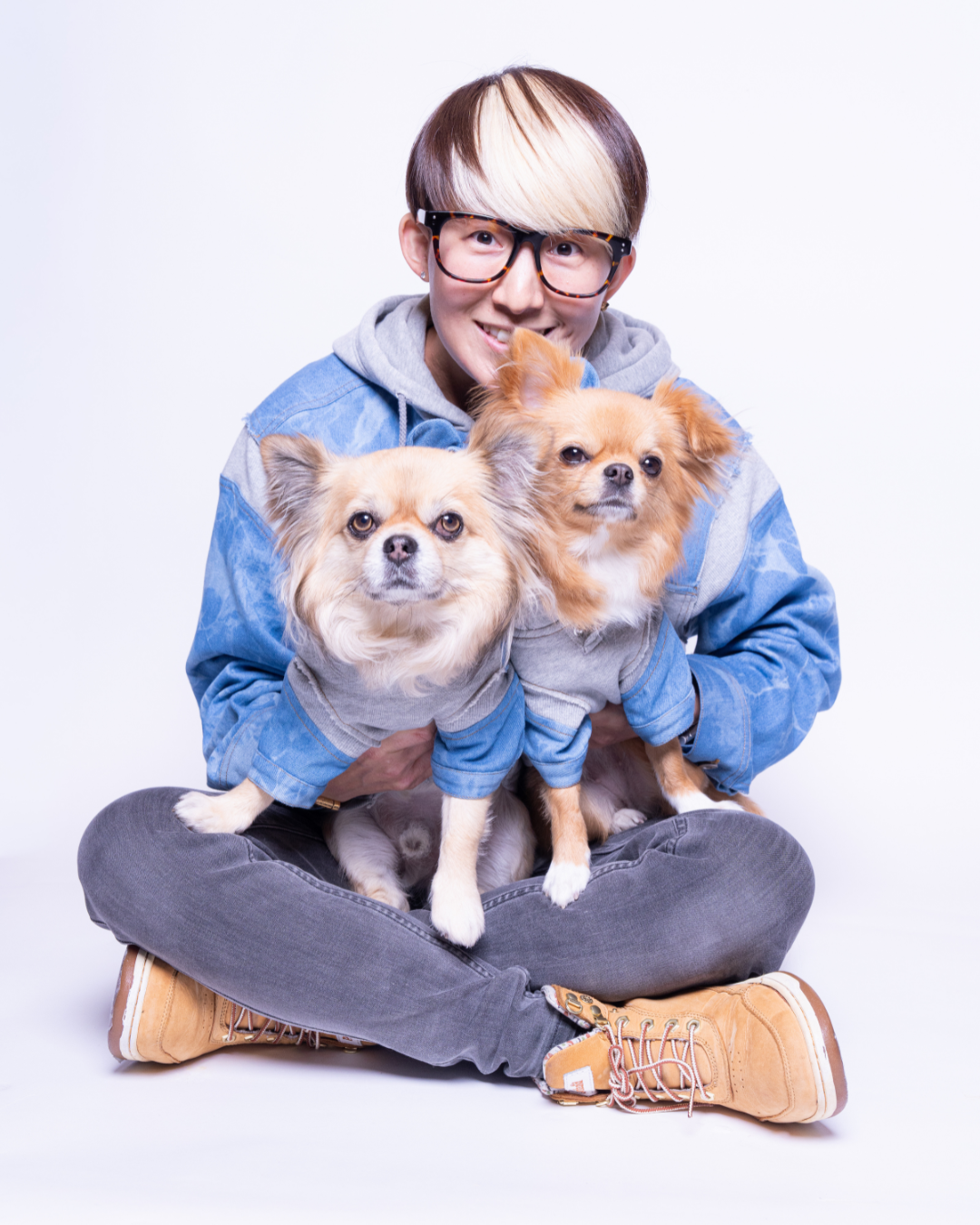 Denim Docking Hoodie Set【Dog & People】