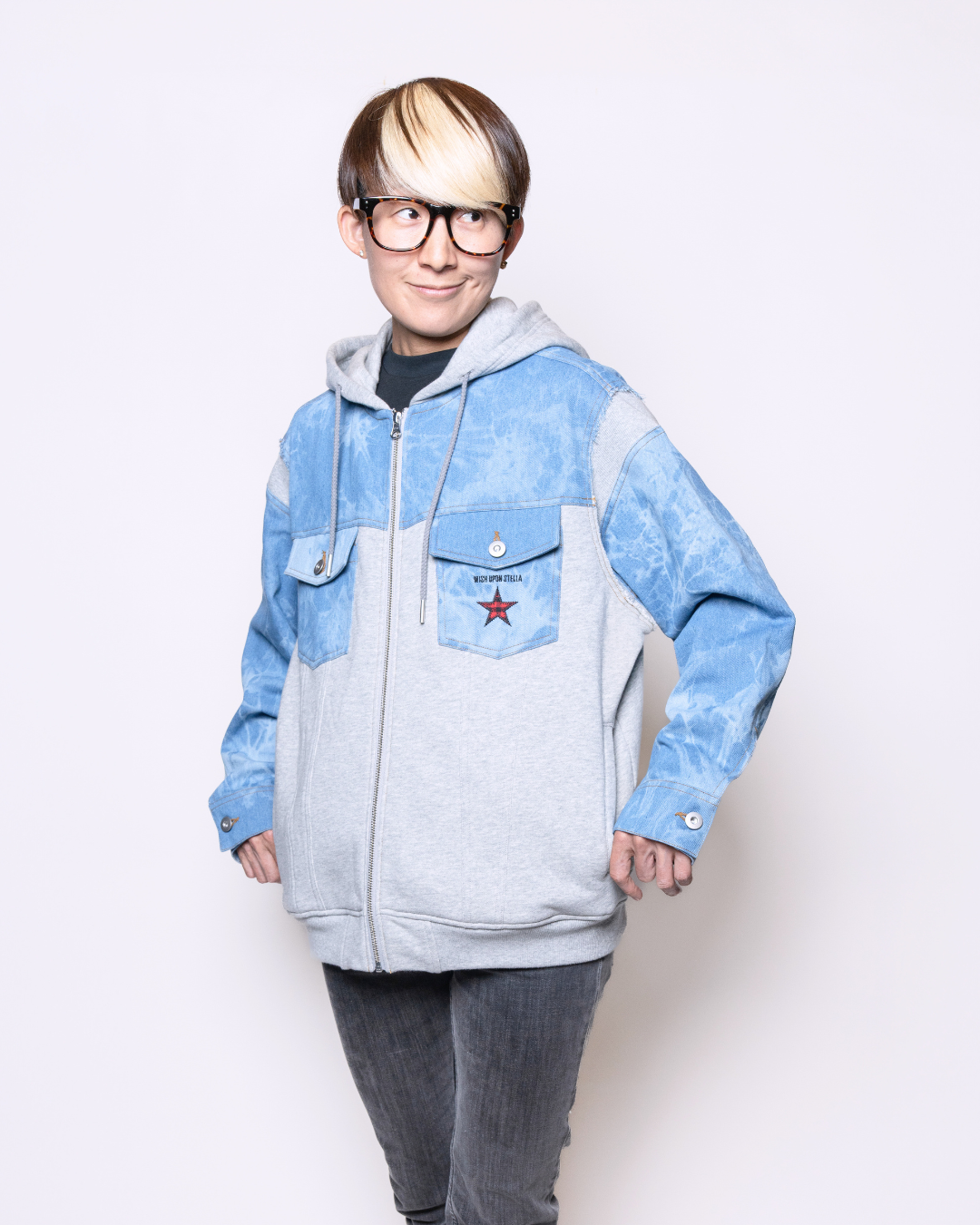 Denim Docking Hoodie Set【Dog & People】